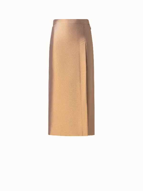 Urban Cool Pencil Skirt with Slit in Cotton and Golden Lurex