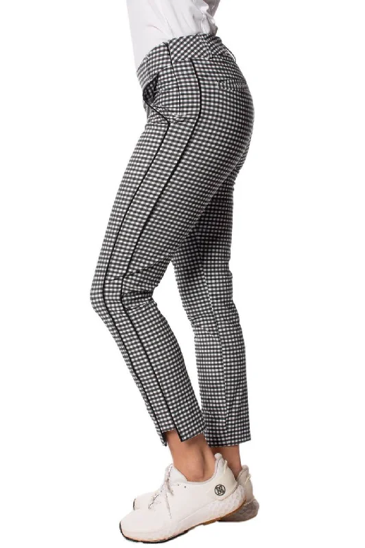 Chic Comfort Wear Black/White Checkered Stretch Ankle Pant