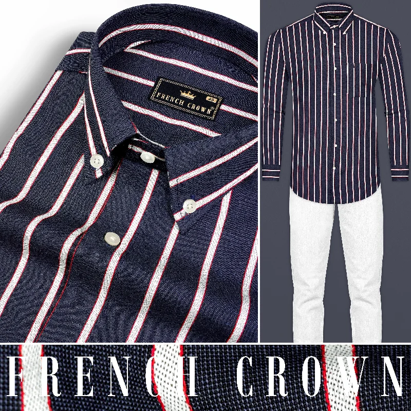 Casual Comfort Outer Space Black and White Striped Premium Cotton Shirt