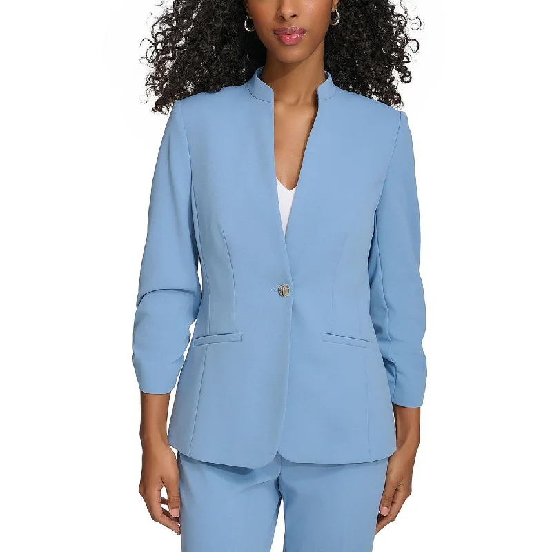 Modern Comfort Wear Calvin Klein Womens Petites Collarless 3/4 Sleeve One-Button Blazer