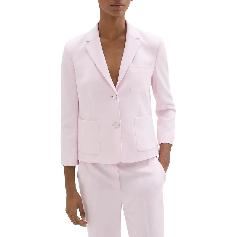 Feminine Touch Theory Womens Shoulder Pads Long Sleeve Two-Button Blazer