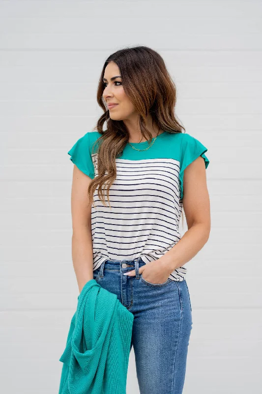 Color Pop Striped Flutter Tee