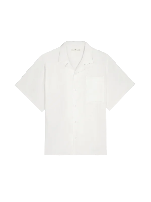 Womens DNA Aloe Linen Camp Collar Shirt—off-white