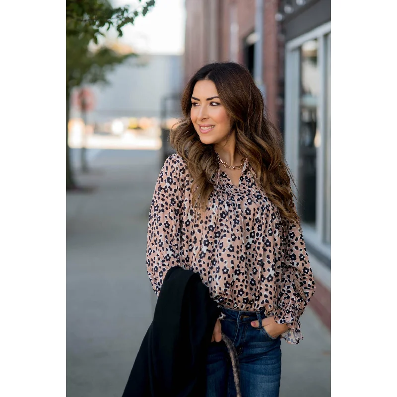 Journey with Leopards Tie Blouse