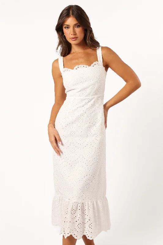 Meadow Lace Midi Dress - Ivory