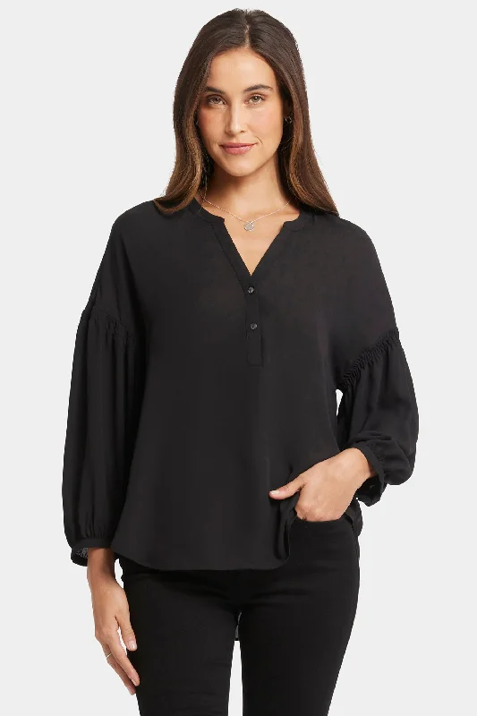 Paulina Peasant Blouse - Black