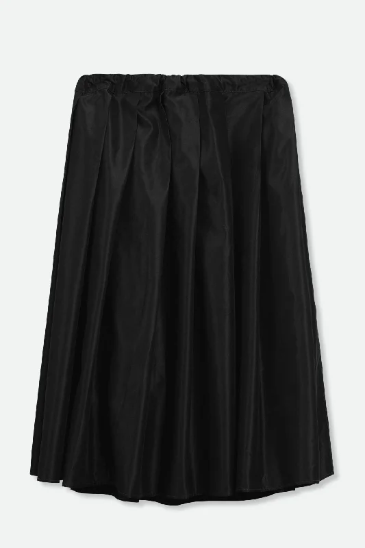 PLEATED SKIRT WITH ADJUSTABLE DRAWSTRING BLACK