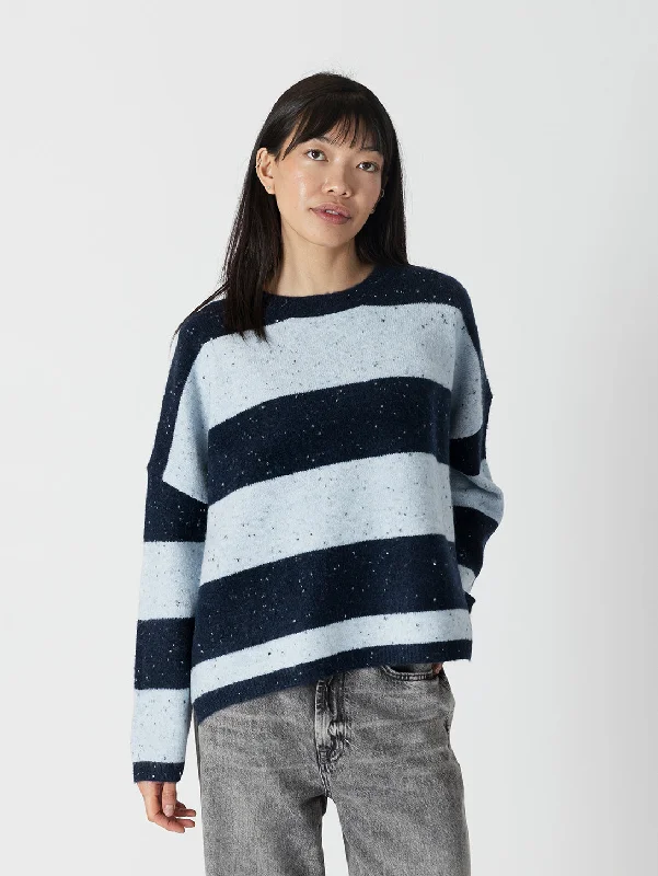 Ravian Sweater - Navy/Light Blue Stripe