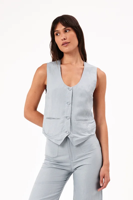 ROLLAS SOHO LINEN VEST - FOG