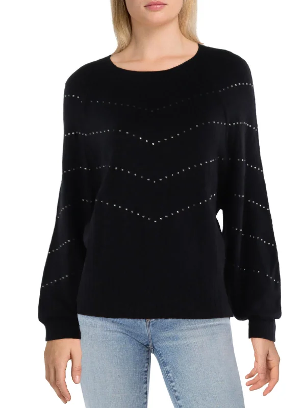 Shooting Stars Womens Knit Embellished Pullover Sweater