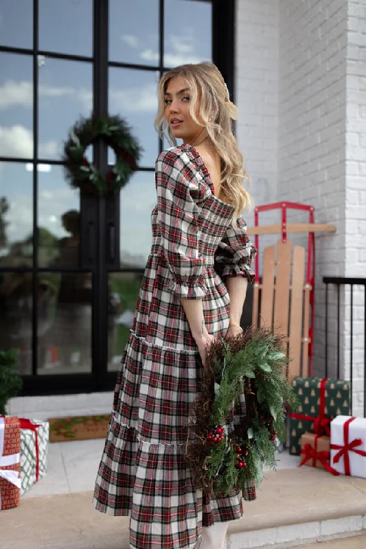 Time For Cheer Multi Plaid Midi Dress