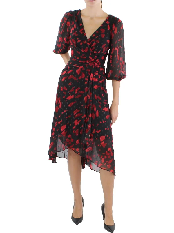 Womens Chiffon Printed Midi Dress