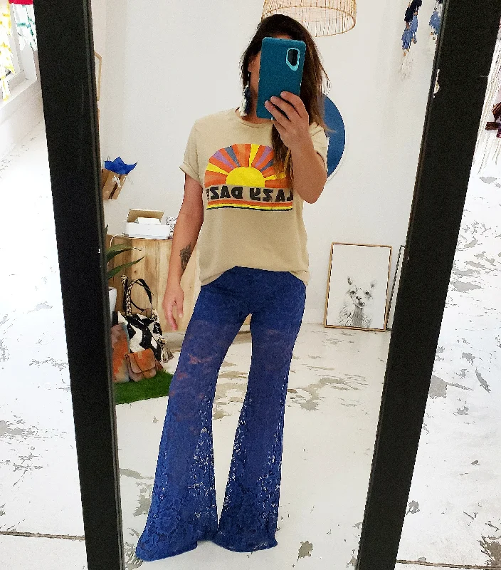 Vintage Blue Lace Bell Bottoms (Women)