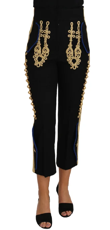 Dolce & Gabbana Elegant  Military Embellished Women's Pants