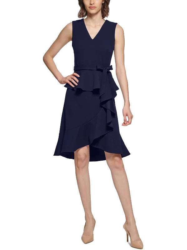 Soft Feminine Petites Womens Office Career Fit & Flare Dress