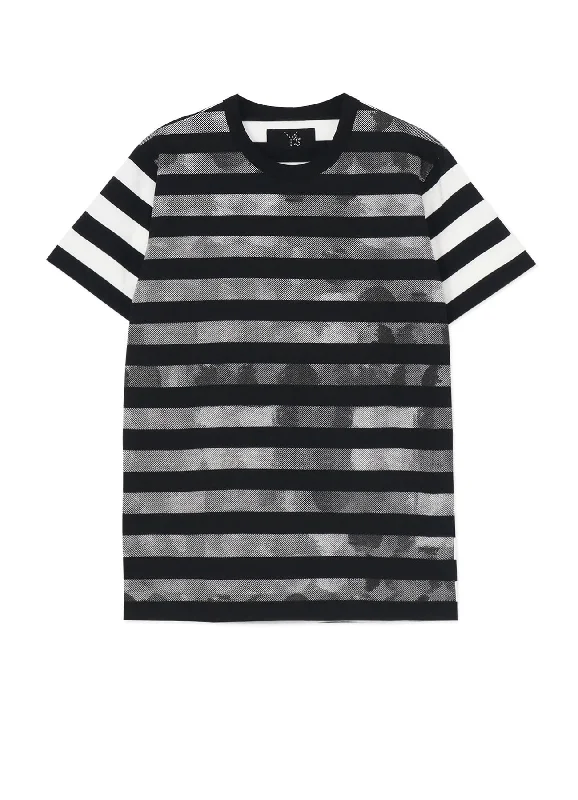 STRIPE WITH POLKA DOT PIGMENT PRINT T