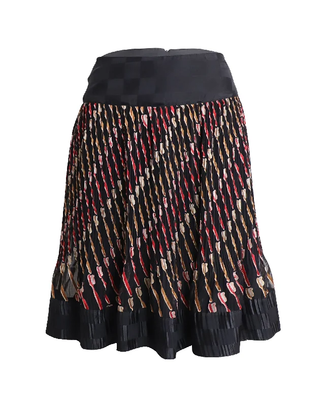 Anna Sui Printed Knee Length Skirt in Multicolor Silk