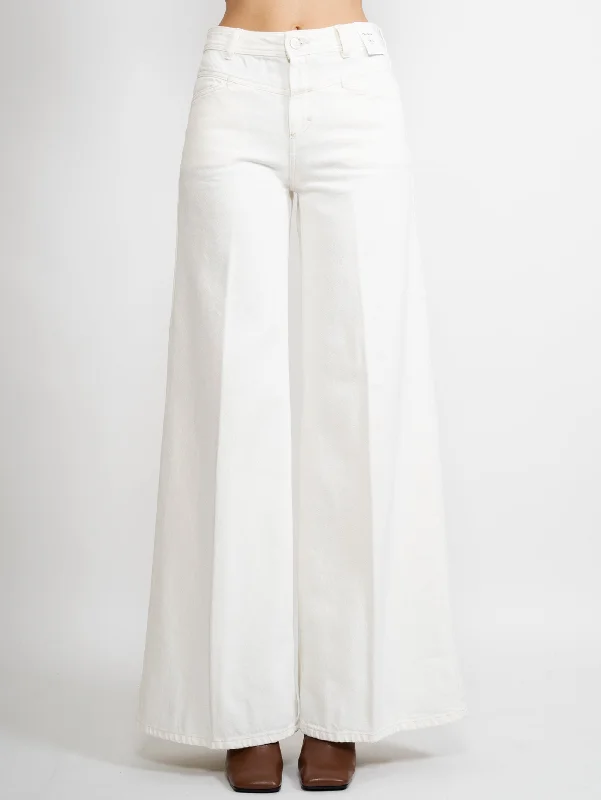 Jeans Flare in Cotone Organico Crema