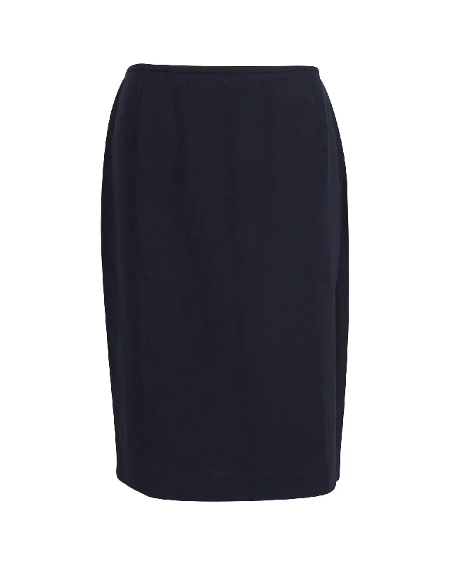 Escada Pencil Skirt in Navy Wool