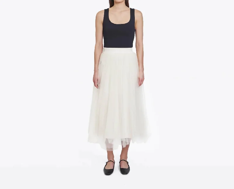 Gathered Tulle Skirt In Sand