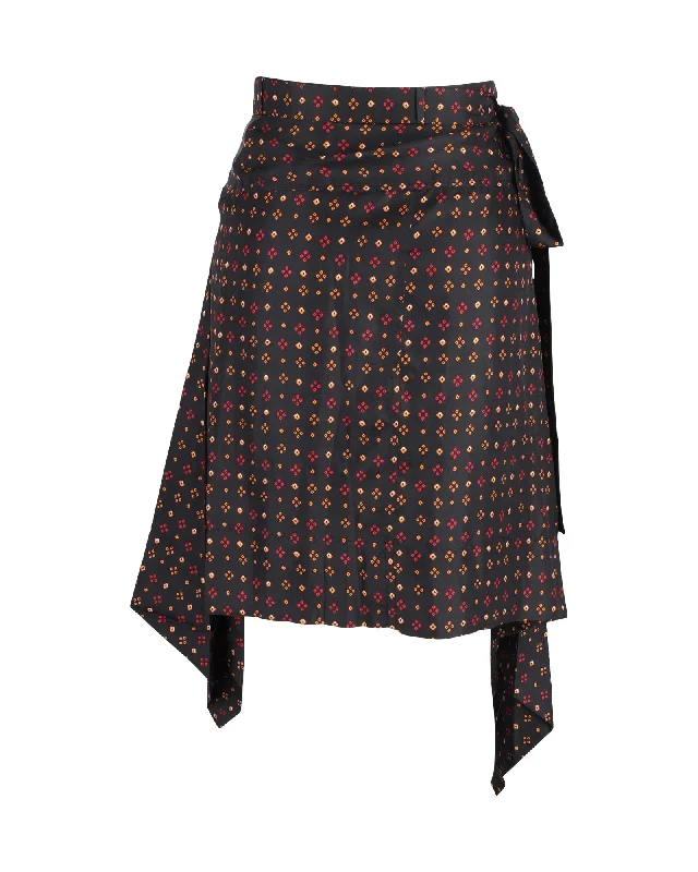 Isabel Marant Printed Asymmetric Skirt in Black Silk