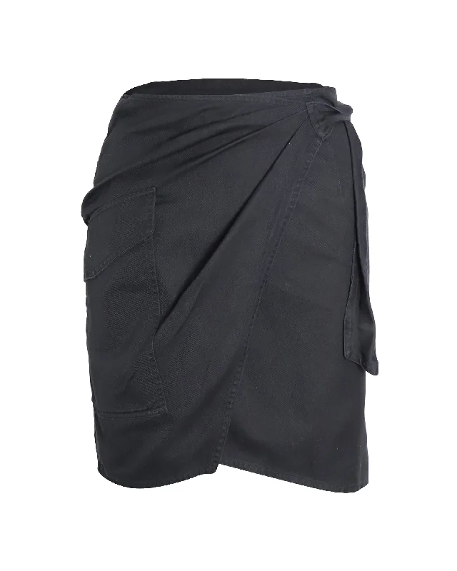 Isabel Marant Wrap Mini Skirt in Black Cotton