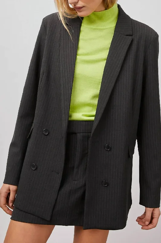 Jac Blazer In Charcoal Pinstripe