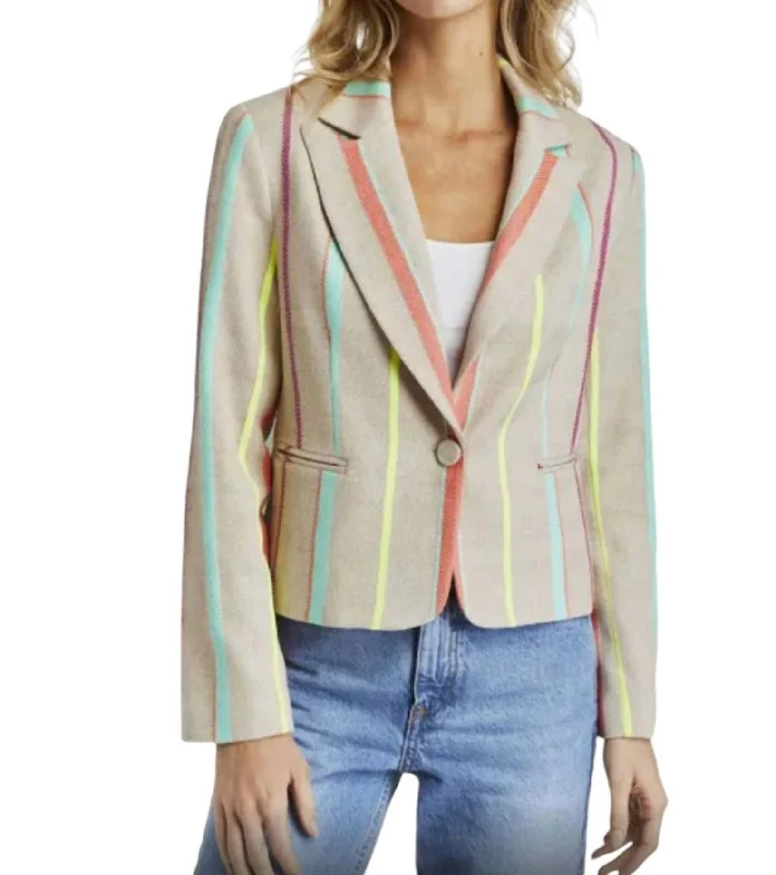 Milo Stripe Blazer In Sand