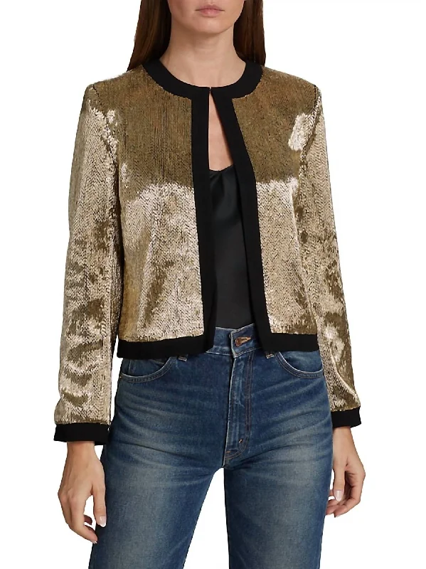 Minou Beaded Jacket In Gold W/ Black