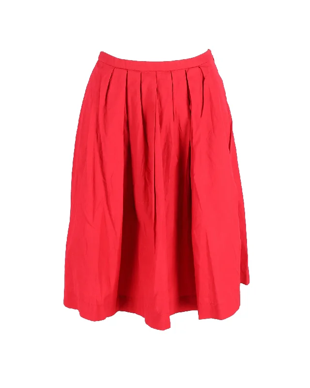 Moschino Pleated A-Line Skirt in Red Cotton