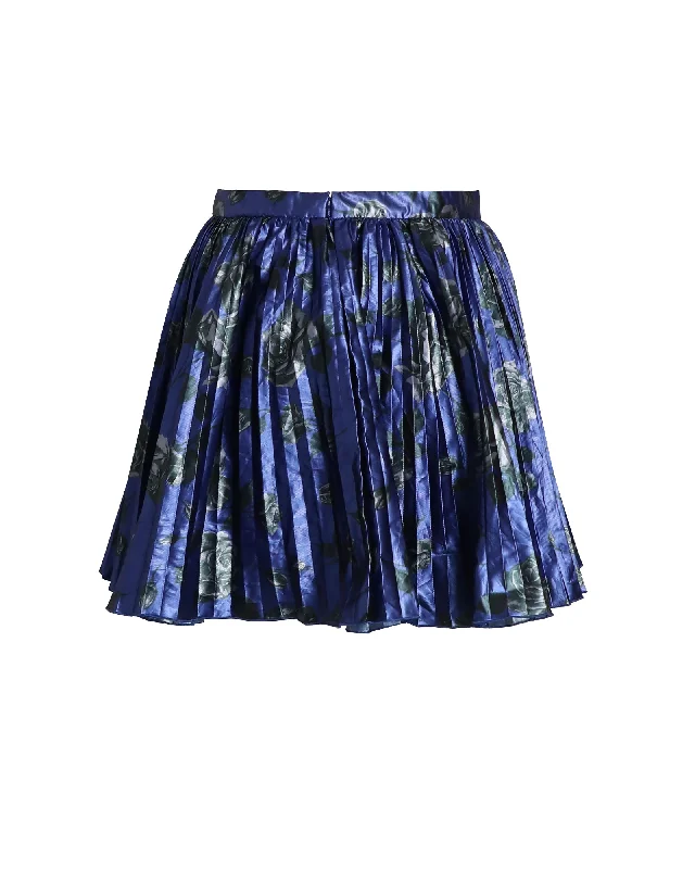 Red Valentino Pleated Printed Skirt in Blue Synthetic