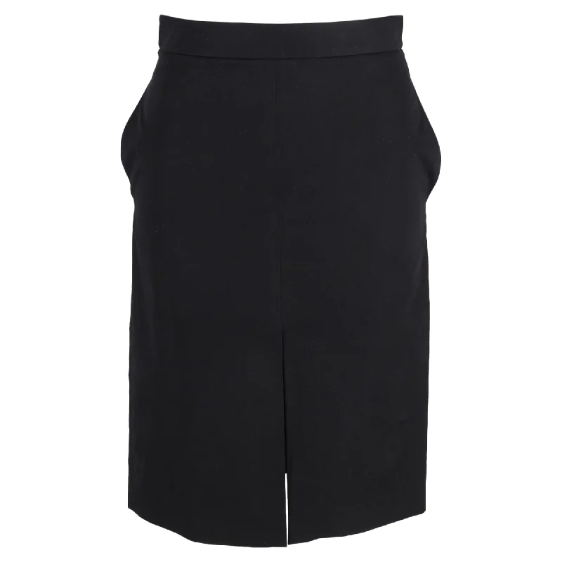 The Row Mini A-Line With Front Slit Skirt in Black Wool