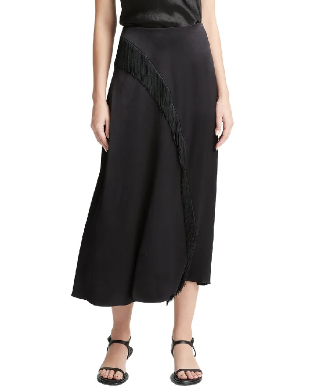 Vince Fringe Draped Asymmetric Skirt