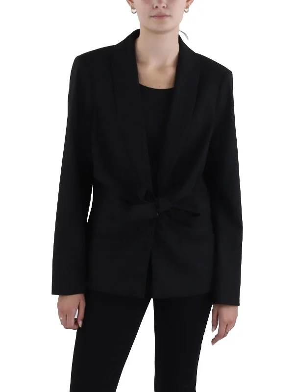 Womens Tie Front Business Open-Front Blazer