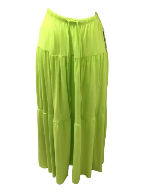 Women's Tierry Tie Front Midi Skirt In Lime