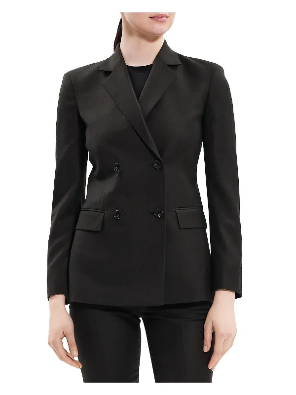 Womens Wool Long Sleeves Two-Button Blazer