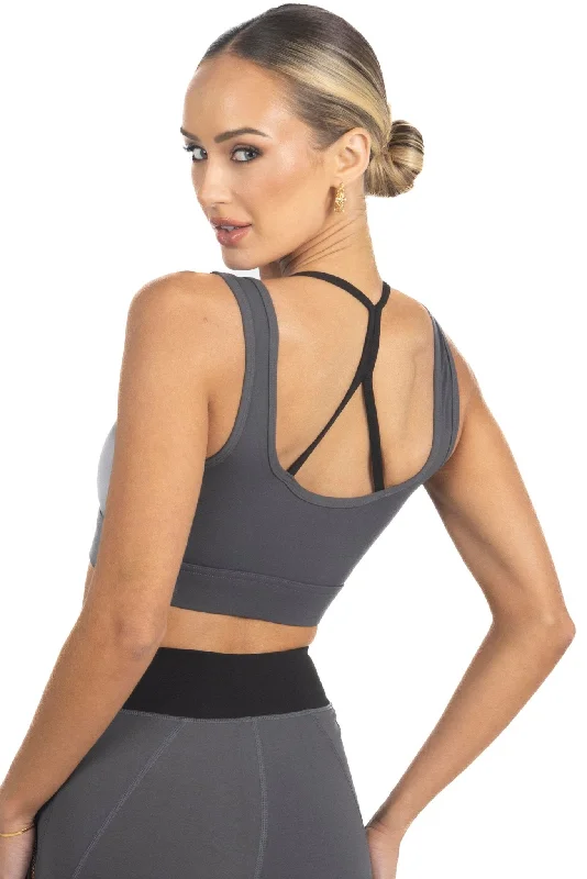 Cleo Color Block Activewear Sportsbra in Black