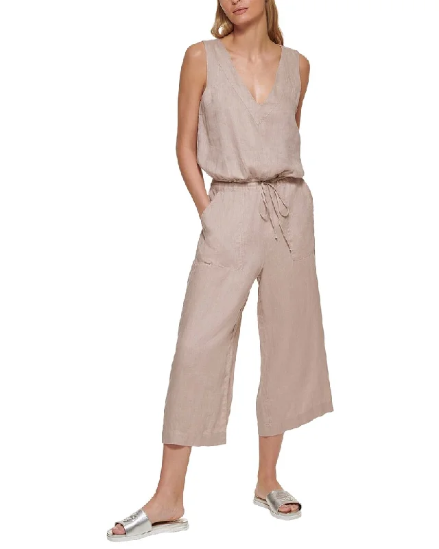 DKNY V-Neck Linen Jumpsuit