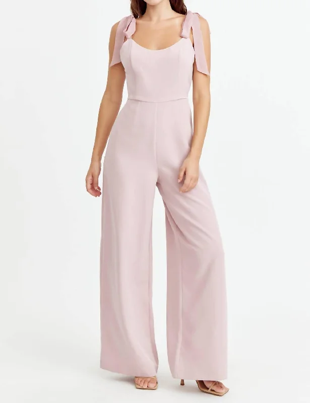 Gia Ribbon Strap Jumpsuit In Mellow Rose