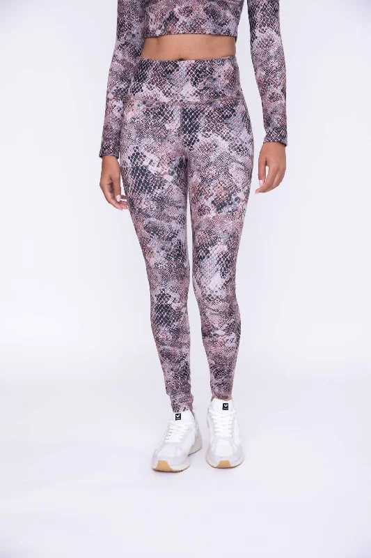 High-Waisted Leggings In Dusty Snake Print