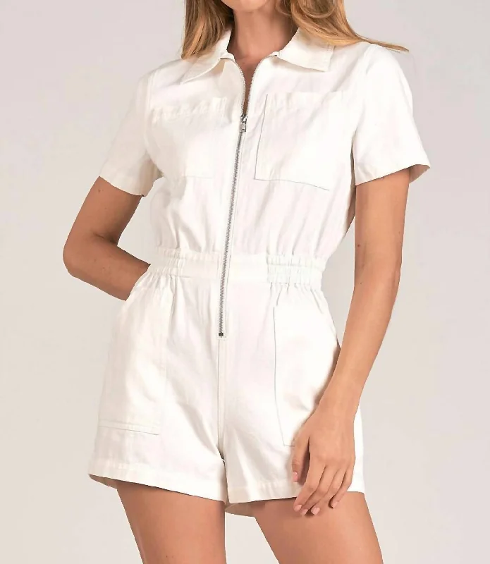 Kelly Denim Romper In White