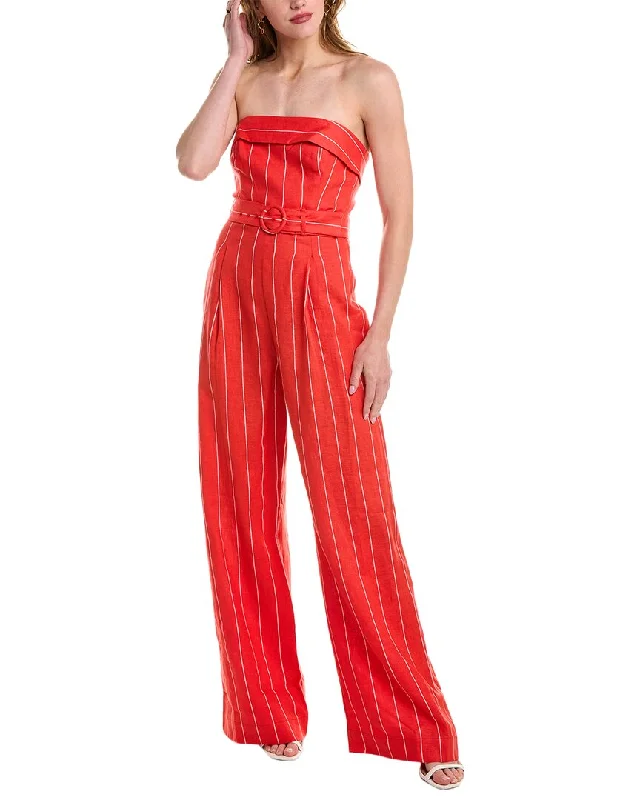 Nicholas Chara Strapless Wide Leg Linen-Blend Jumpsuit