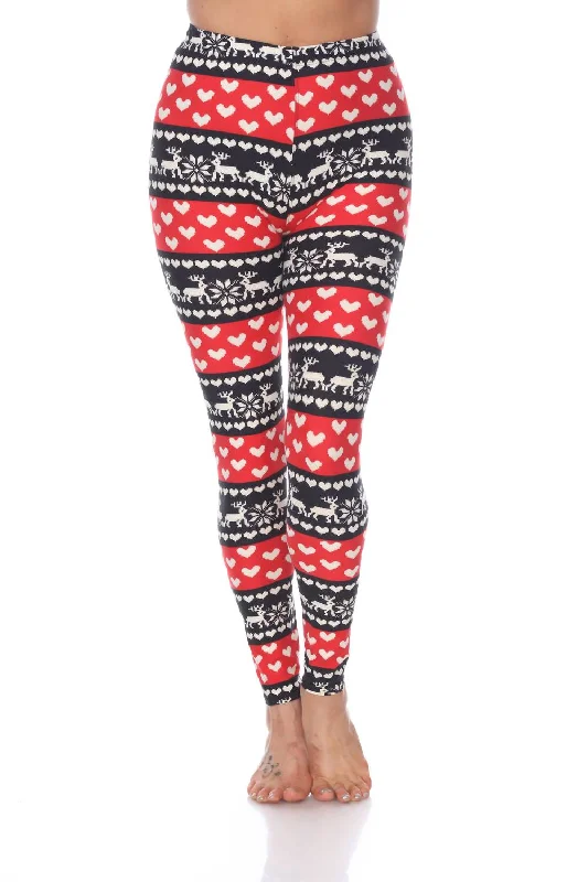 Printed Leggings In Red / White