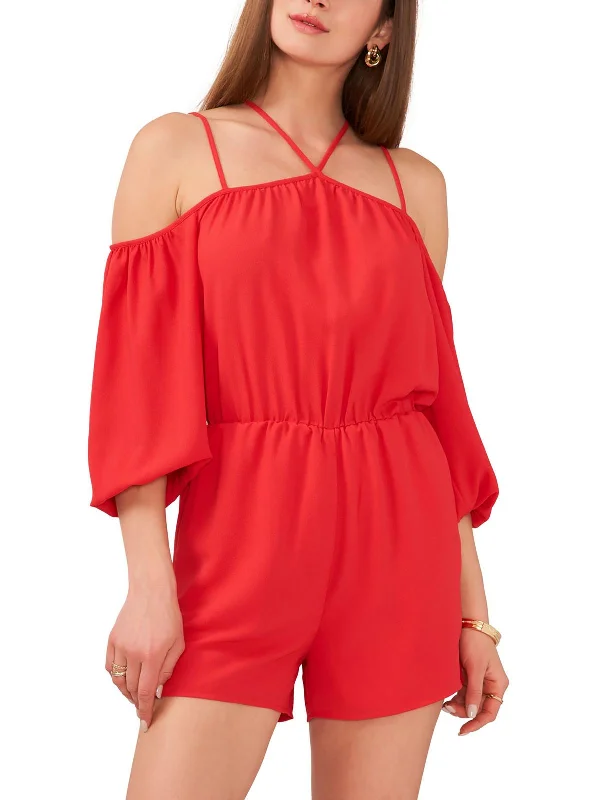 Womens Strappy Cold Shoulder Romper