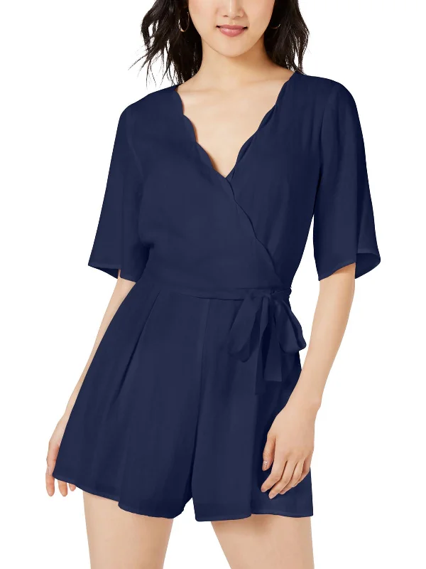 Womens Surplice Short Sleeve Romper