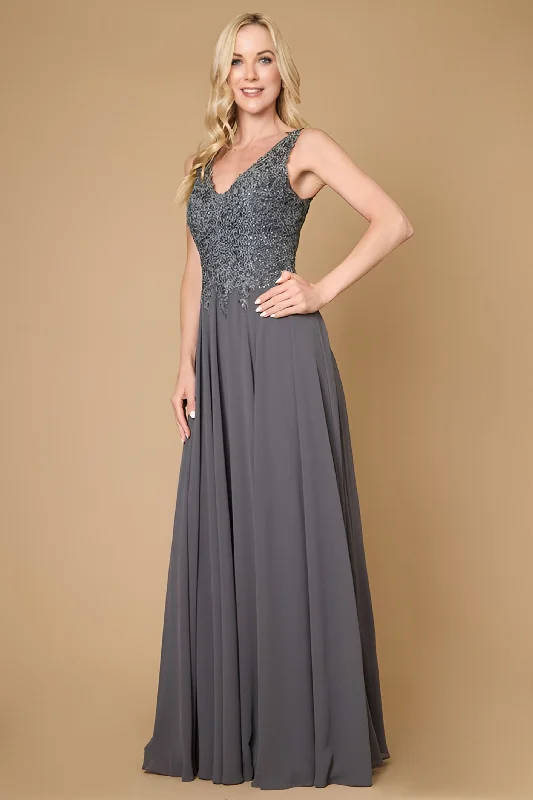 Dylan & Davids Long Formal Dress Plus Size Evening Gown Charcoal