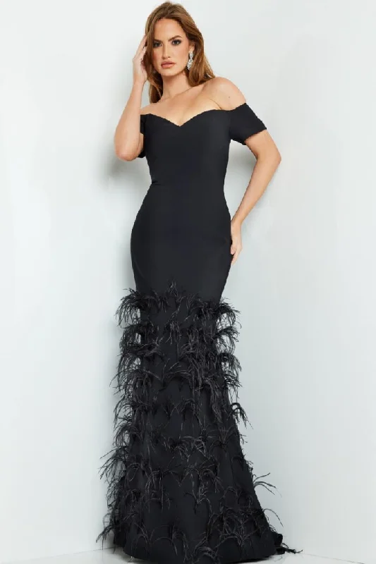 Jovani 08384 Long Feather Mermaid Formal Evening Dress