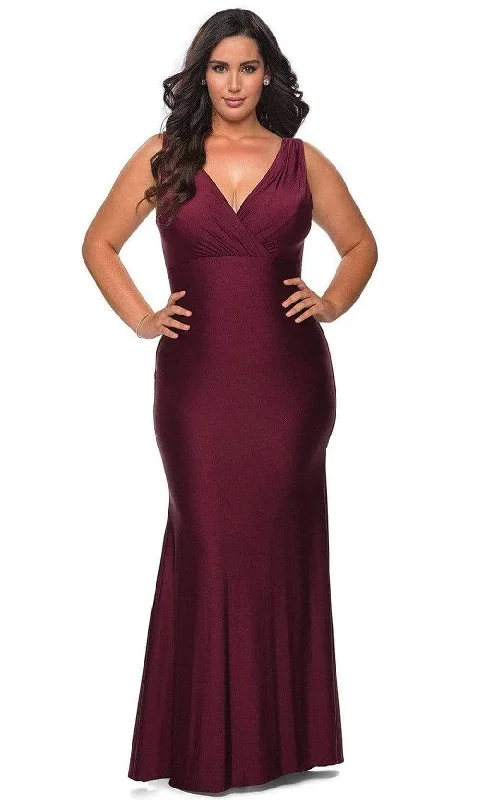 La Femme - 29016 Sleeveless V-Neck Long Modest Prom Jersey Gown