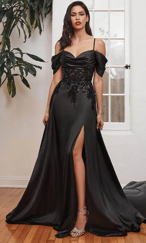 Ladivine OC012 - Off Shoulder Satin Long Prom Dress