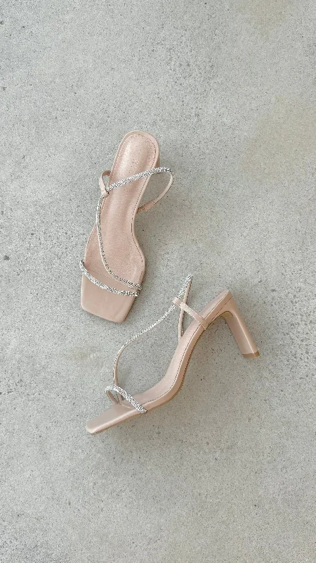 Kaye Heels - Nude Diamante